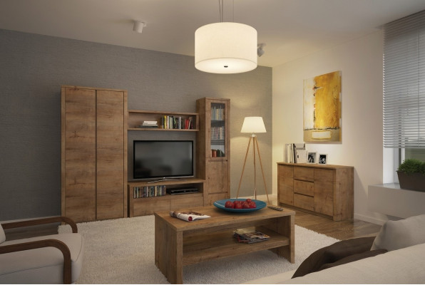 Woonkamerset Design Woonkamer Dressoir Wandplank Kommode Vitrine 5-delig.