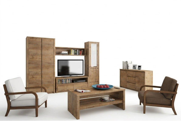 Woonkamerset Design Woonkamer Dressoir Wandplank Kommode Vitrine 5-delig.