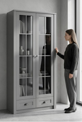 Vitrine Rek Archiefkast Glasinloodkast Antiek Luxe Kast Houten Meubels Kasten