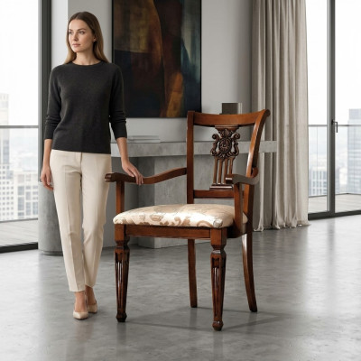 Ontwerp gestoffeerde massief houten stoel stoelen zitting rugleuning kantoor kantoor eetkamer luxe nieuw