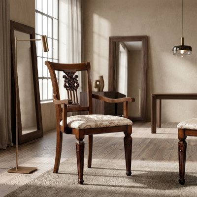 Ontwerp gestoffeerde massief houten stoel stoelen zitting rugleuning kantoor kantoor eetkamer luxe nieuw