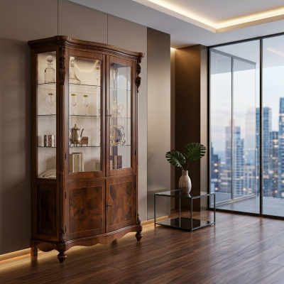 Luxe kast hout meubels kasten vitrinekast rek archiefkast glazen kast antiek