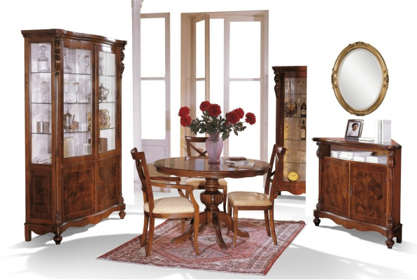 Luxe eetkamerset 6-delig houten meubilair commode 3x stoel tafel vitrine nieuw
