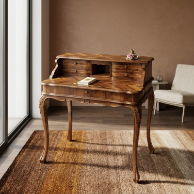 Kantoormeubels, werkbureau, bruin bureau, secretaire, computertafel, tafel, tafels.