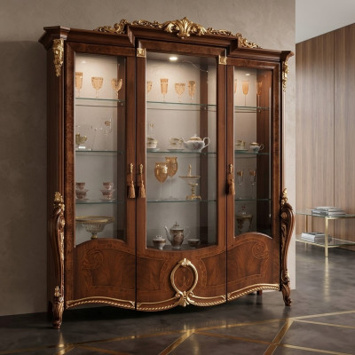 Vitrine 3-deurs kast Vitrinekasten Woonkamer Kasten Ontwerp Kast Meubels Glas Nieuw
