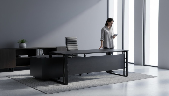Schrijftafel computertafel kantoormeubelen tafel hoekbureau advocatenkantoor praktijk meubels