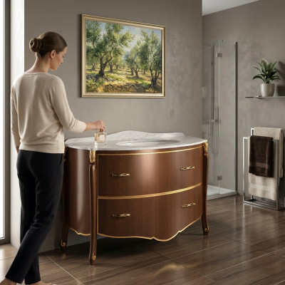Klassieke wastafelkast wastafel onderkast Italiaanse badkamer