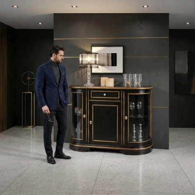 Vitrine kast Klassieke vitrines Woonkamer meubel Massieve kasten dressoir