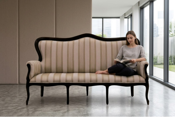Ontwerp driezits bank gestoffeerde bank Art Deco 3-zits bank meubels bruine stoel