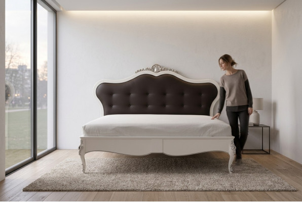 Slaapkamer design luxe bed 180x200 textiel tweepersoons bedframe Beige bedden Nieuw