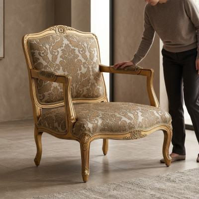 Klassieke meubels Luxe 1-zitsbank Nieuwe fauteuil Banken Klassiek Textiel