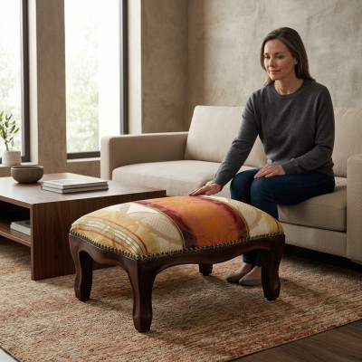 Ottomaanse zitplaats Chaise Gestoffeerde Poef Zitbanken Ontwerp Beklede Voetenbank