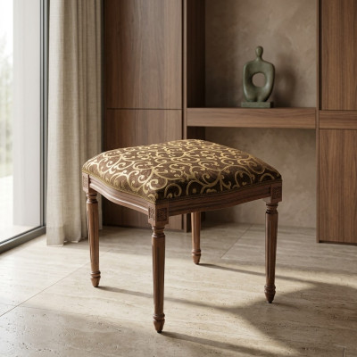 Woonkamer Designer Kruk Hout Textiel Voetenbank Ottoman Zithocker Zitpoef