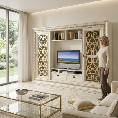 TV-kast wandmeubel woonkamer TV wand massief hout modern echt hout nieuw