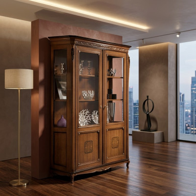 Vitrine glazen kast massief houten vitrine woonkamer meubels dressoir massief hout