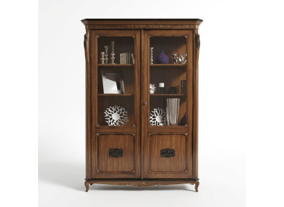 Klassieke meubels Italiaanse meubels Hout Bruin Vitrine Stijlvolle vitrinekast