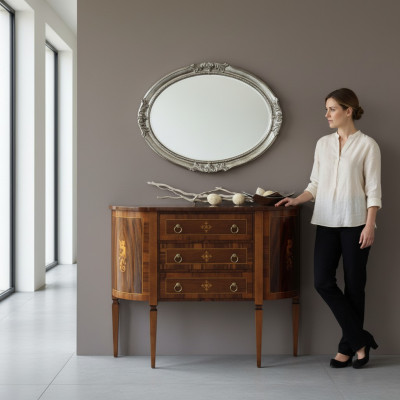 Kommode Italiaanse meubelen Massief Spiegel 2-delige ladekast Dressoir Kast Hout