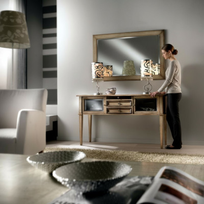 Landhuisstijl console kaptafel met spiegel console tafel bruin