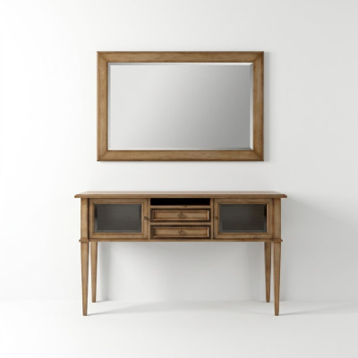 Landhuisstijl console kaptafel met spiegel console tafel bruin