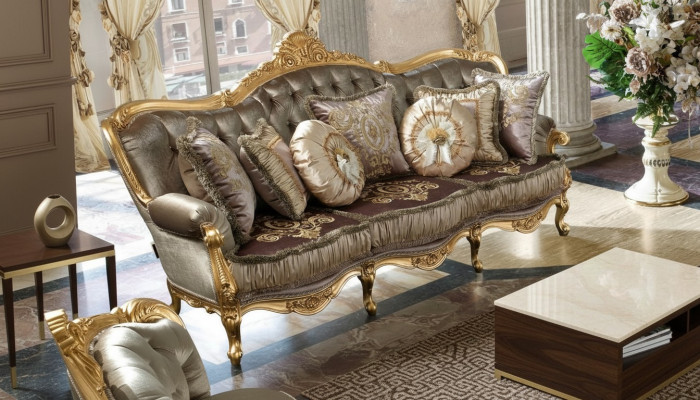 Sofa 3-zits banken Bankstellen Art deco Driezits textielbanken Bank gestoffeerd Nieuw