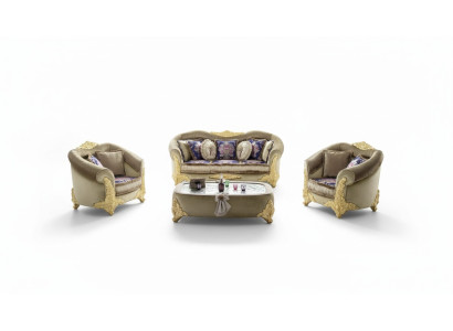 Sofa bekleding 3 2 1 zits barok houten 3-delige luxe meubelset klassiek bankstel