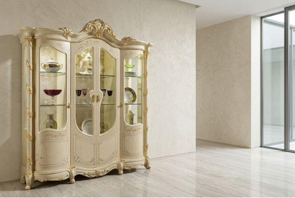 Kast massief hout dressoir vitrine woonkamer meubels Massief houten vitrines glas