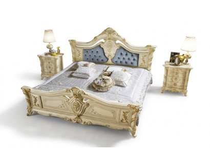 Bed Bedroom Set Furniture Art deco Luxury Beds 2x Nightstand 3-piece.