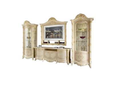 TV-meubel lage kast Side TV woonkamer dressoir 2x vitrine 4-delige set Italië