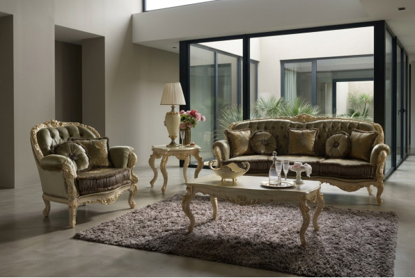 Zitbankstel 3+2 zits Design bekleden bankstellen Textiel Relax Klassiek Nieuw Bruin