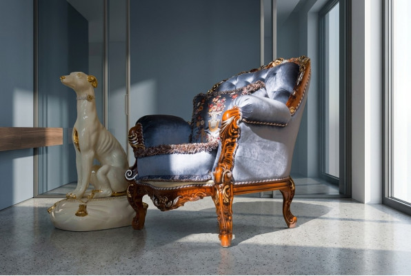 Ontwerp Luxe Klassieke Stoffen Fauteuil 1-Zits Bank Beklede Banken Eenzits