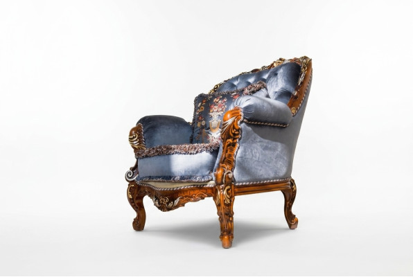 Ontwerp Luxe Klassieke Stoffen Fauteuil 1-Zits Bank Beklede Banken Eenzits
