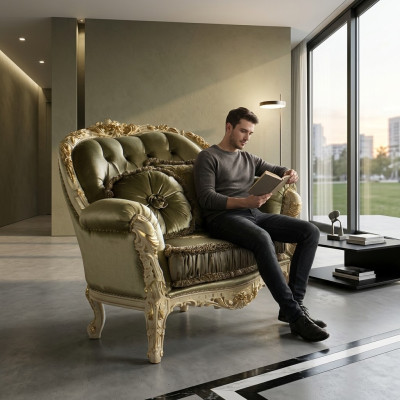 Tweezitsbank 2-zits designbanken gestoffeerde banken nieuw textiel ontspannen klassiek.