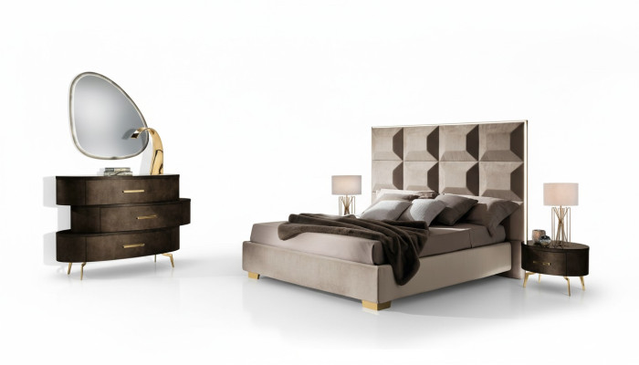Bedset Ontwerp Klassiek Bed Nachtkastje Commode 4-delig Slaapkamer
