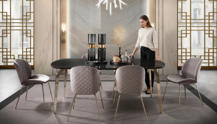Garnituur Tafel Tafels Luxe Hout Meubels Nieuw Eetkamer Groep Compleet Set 7-delig