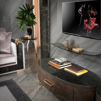 Moderne woonmuur woonkamer wandplank dressoir RTV-rek muurkast 2-delig.