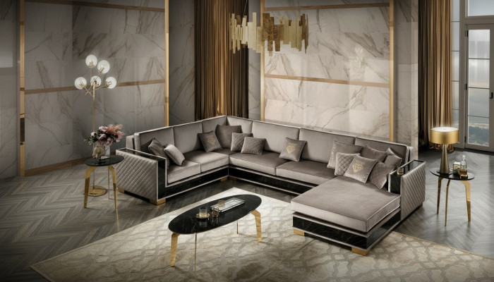 Woonlandschap hoekbank U-vorm bank Zitbank gestoffeerde bank Sofa's Meubels Bank Italië.
