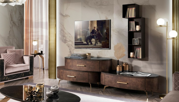 Woonkamerset ontwerp 2x dressoir wandplank woonwand planken kasten 4-delig.