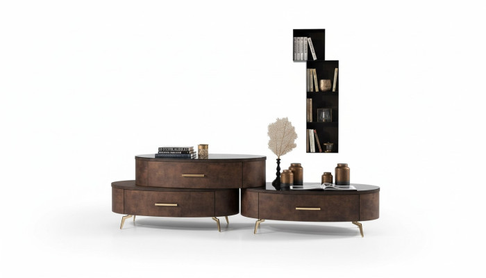 Woonkamerset ontwerp 2x dressoir wandplank woonwand planken kasten 4-delig.