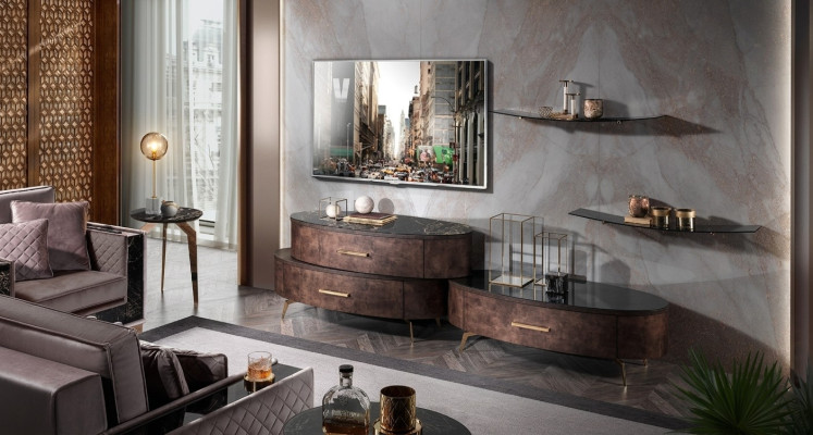 Ontwerp woonkamer wandmeubel dressoir 2x muurplank rtv ladekast dressoir 4-delig set RTV
