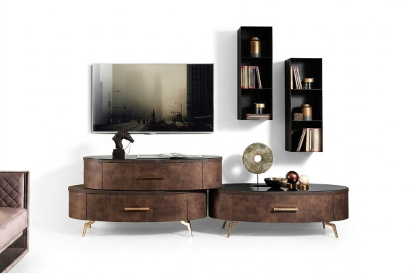 Ontwerp woonwand dressoir tv-meubel dressoir 4-dlg. Set wandplank Nieuw