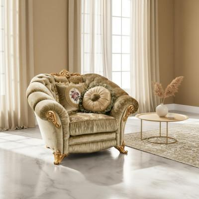 Ontwerper Armstoel Gestoffeerde Bank Zitter Barok Rococo Woonkamer Fauteuil Lounge