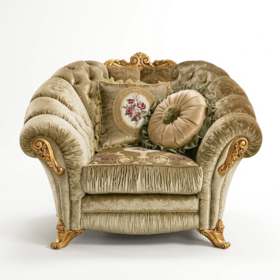 Ontwerper Armstoel Gestoffeerde Bank Zitter Barok Rococo Woonkamer Fauteuil Lounge