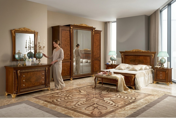 Barok Rococo Luxe Set Beddensets Nachtkastje Kledingkast 7-delig Slaapkamer
