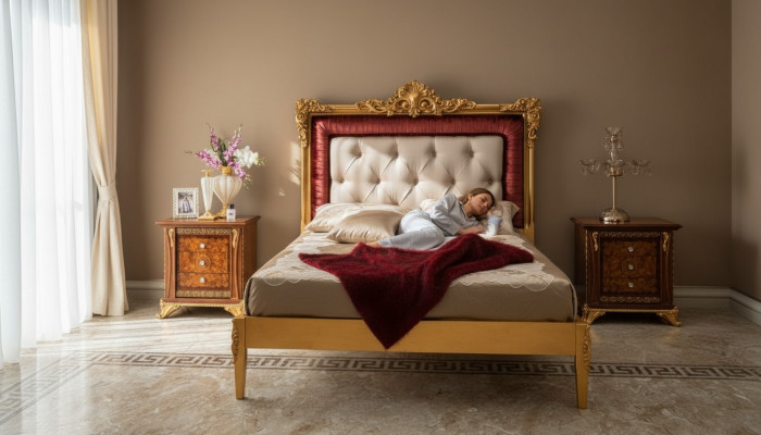 Bed slaapkamerset design luxe bedden nieuw barok meubilair 2x nachtkastje 3-delig.
