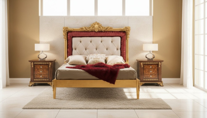 Bed slaapkamerset design luxe bedden nieuw barok meubilair 2x nachtkastje 3-delig.