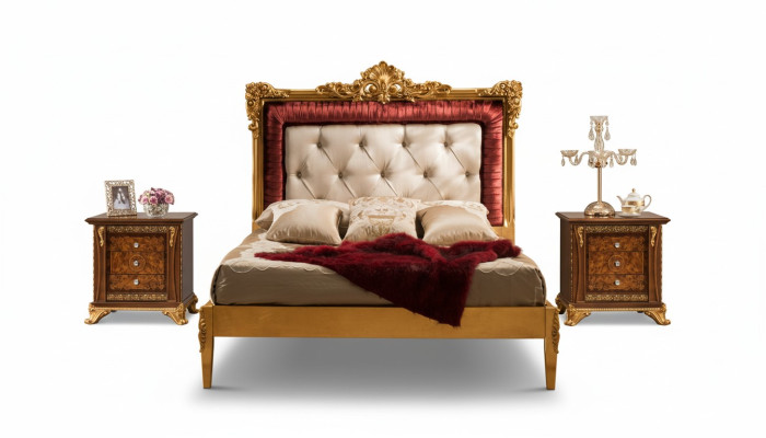 Bed slaapkamerset design luxe bedden nieuw barok meubilair 2x nachtkastje 3-delig.