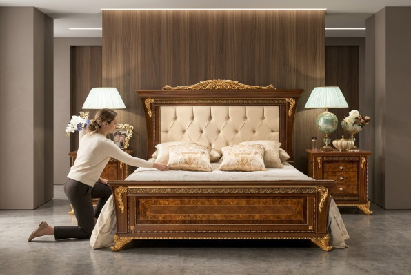 Bed design 2x bedside tables 3-piece bedroom set Furniture Classic Beds