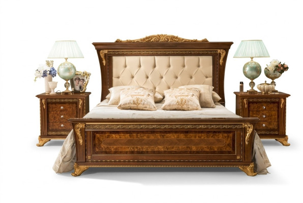 Bed design 2x bedside tables 3-piece bedroom set Furniture Classic Beds