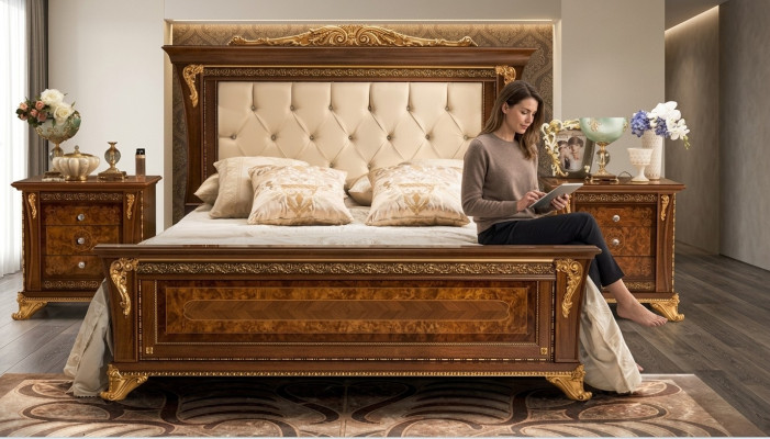 Tweepersoons massief houten slaapkamerbedden Ontwerpbed MobilPiu Luxe
