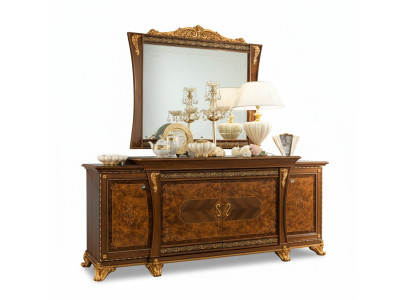Kommodenset Italiaanse meubels 2-delig. Ladenkast met spiegel massief hout dressoir